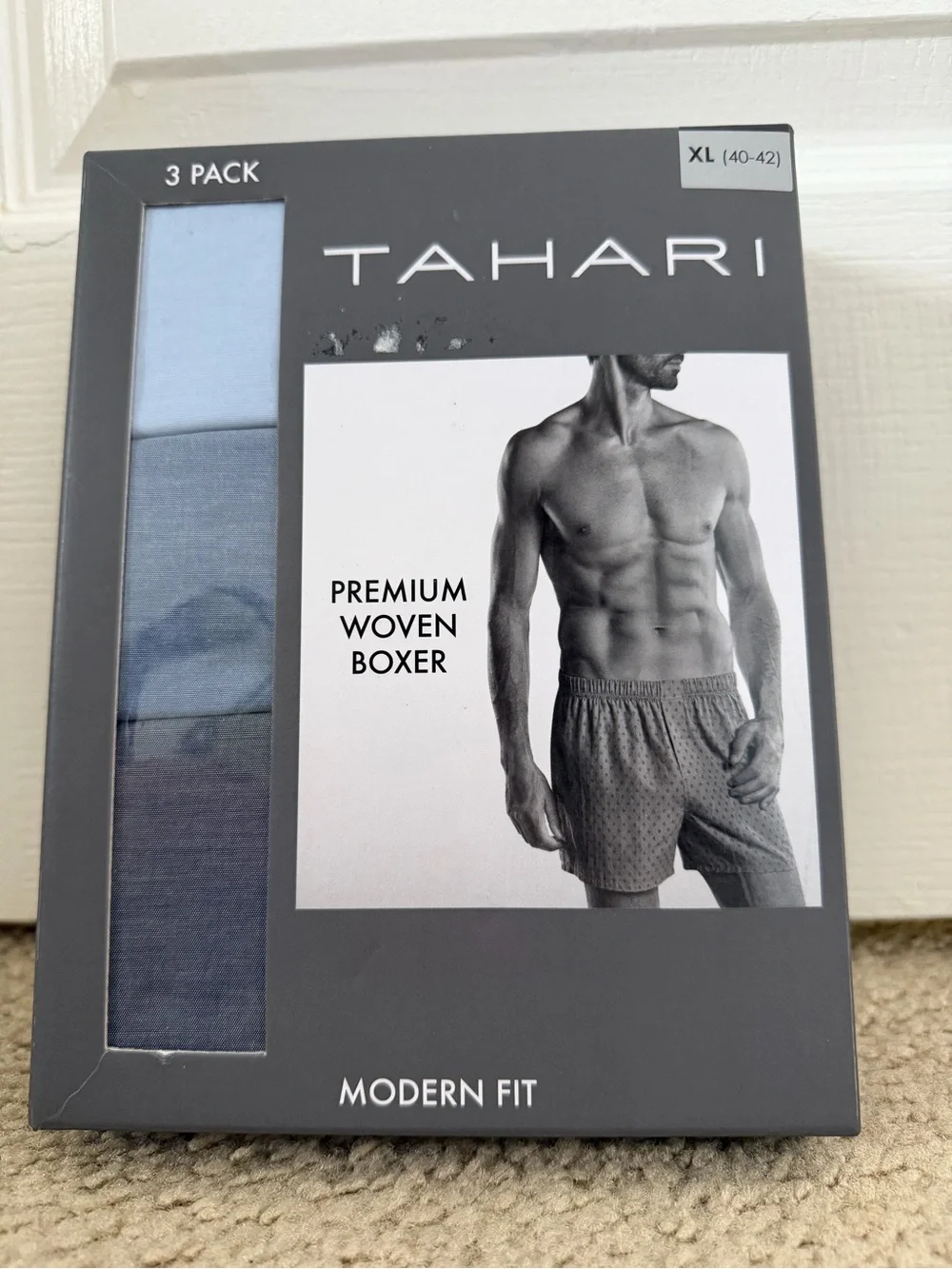 Tahari Men's 3-Pack Woven Boxers - Light Blue, Mid Blue, Navy